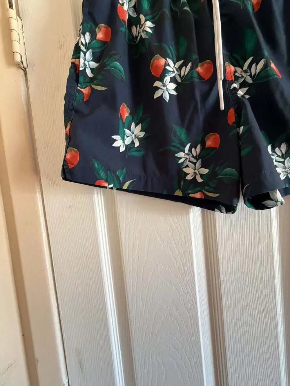 Abercrombie & Fitch Navy Blue Orange Blossom Floral Print Swim Shorts